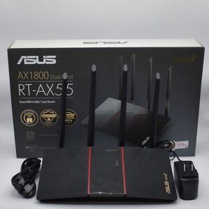 ASUS RT-AX55 AX1800 Dual Band WiFi 6 Router w/ Power Cord, Ethernet Cord, & Box